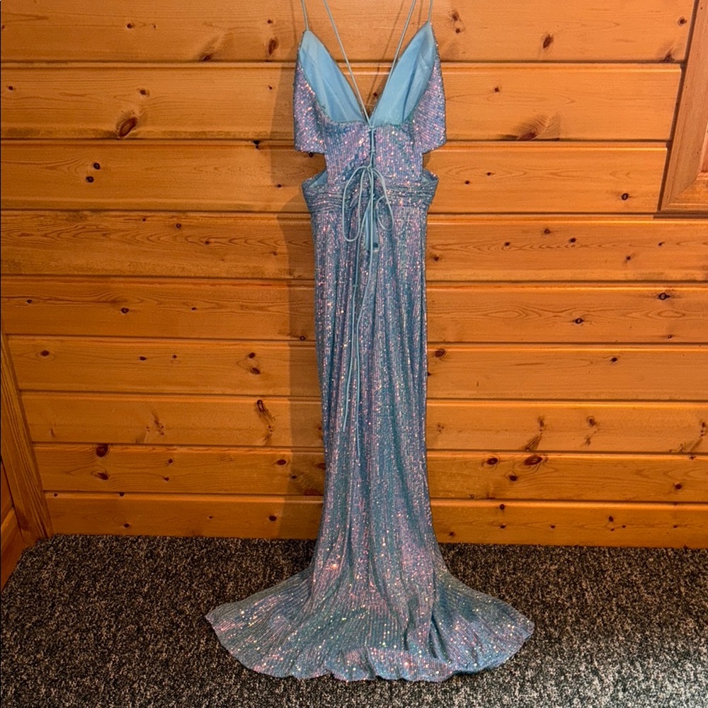 Sparkling Blue Gown with Strappy Back